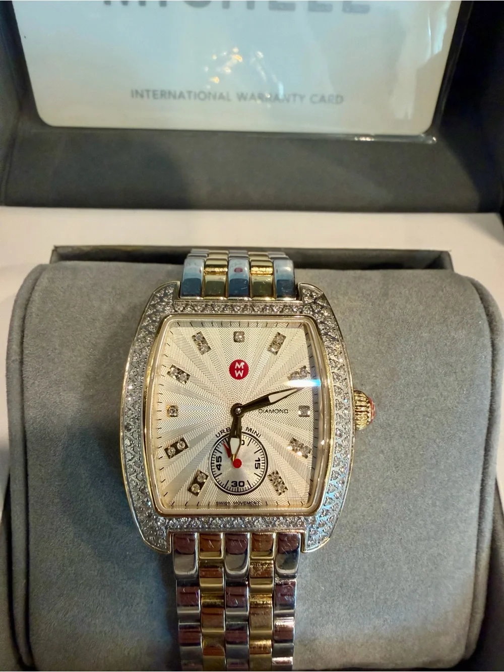 Michele Two-Tone Gold and Silver Diamond Bezel Ladies' Watch